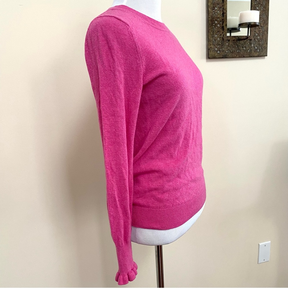 BANANA REPUBLIC MERINO SWEATER XS WOOL CASHMERE BLEND PINK RUFFLE CUFF FILPUCCI - Picture 10 of 14